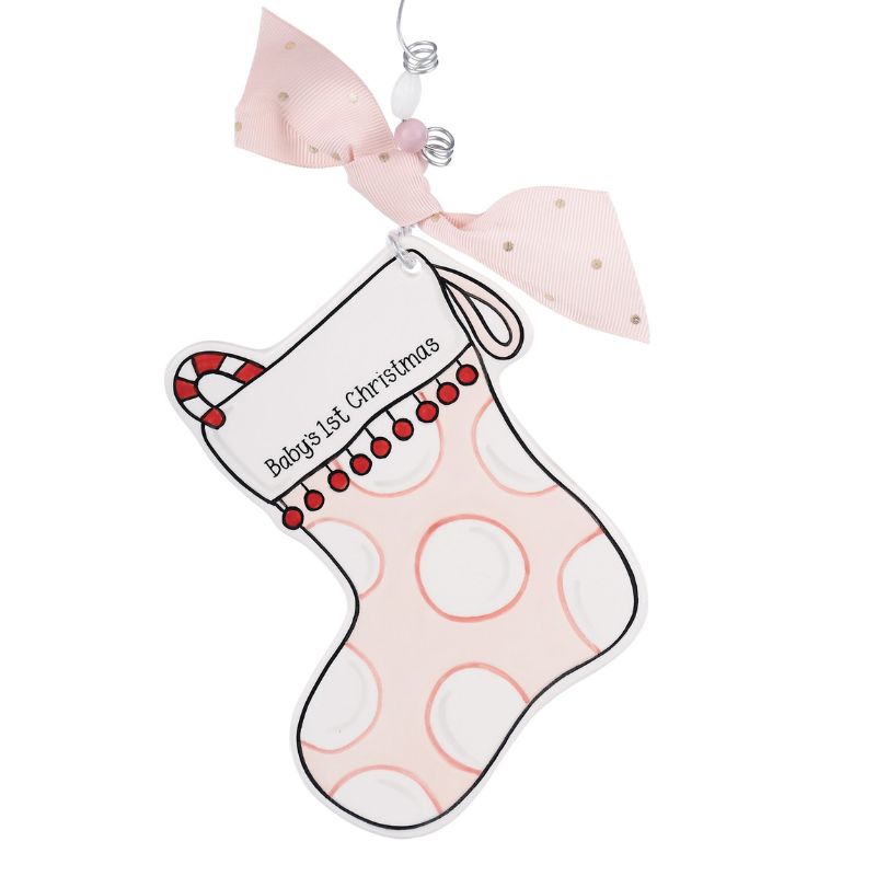 Pink Stocking Flat Ornament